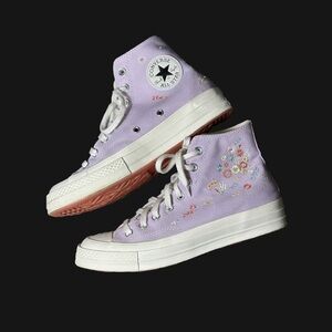 Converse Chuck 70 Embroidered Lavender Floral Shoe